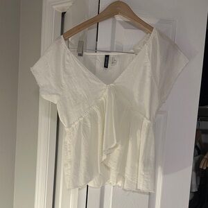 H&M Cream V-Neck Blouse